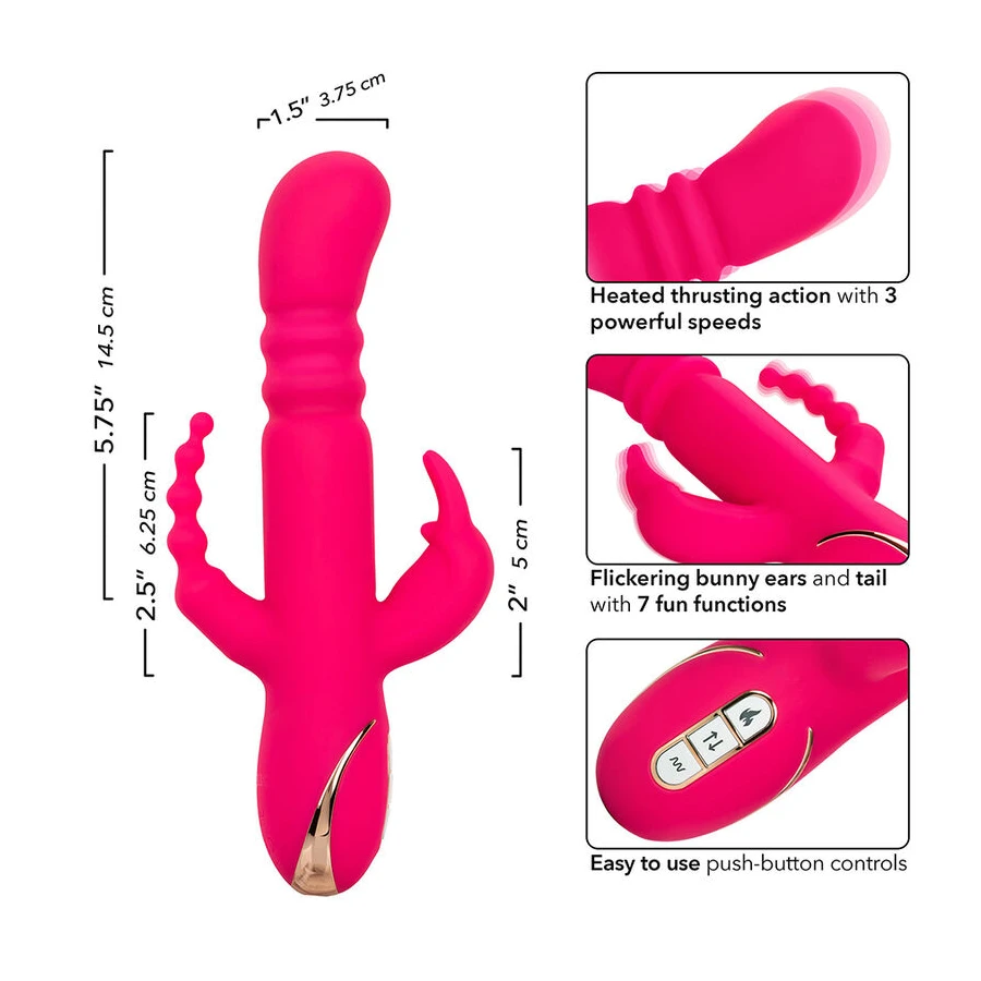 CALEXOTICS - JACK FANTASY VIBRATORE TRIPLO RISCALDATO ROSA CONIGLIO